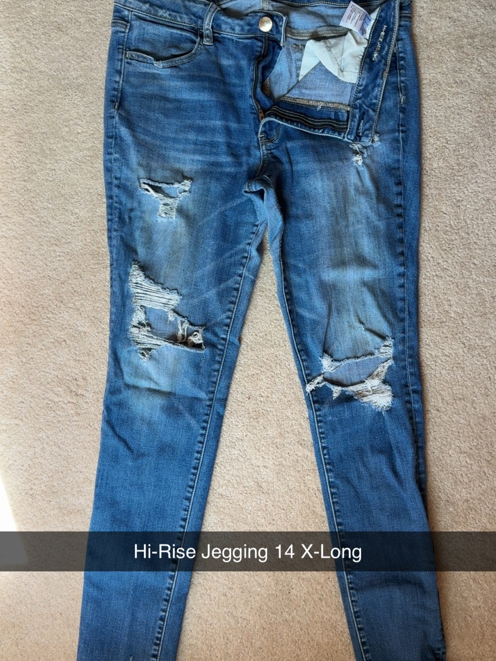 American Eagle Outfitters Distressed Blue Hi-Rise Jeggings